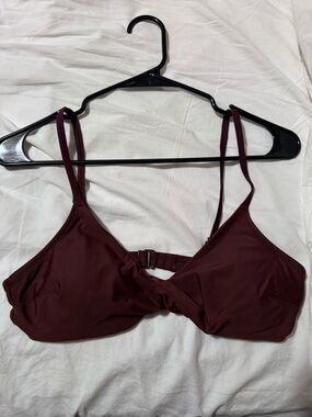 aerie Twist Front Bikini Top - Burgundy